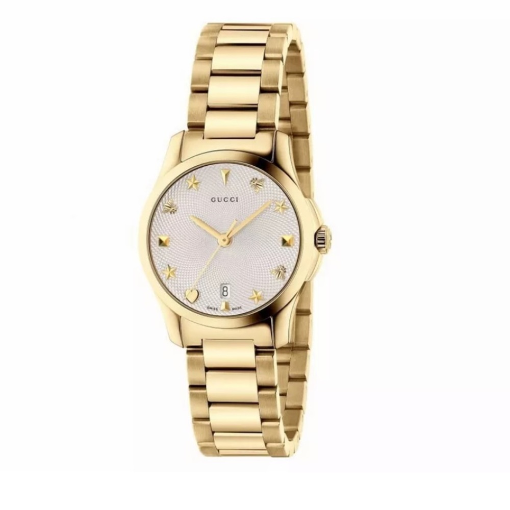 Gucci G-Timeless Silver Dial 27mm Steel Women Watch YA126576A $1150 #GW 126